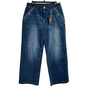 FLAMINGALS Women's Wide Leg Jeans Medium Wash High Rise Button Fly Size L